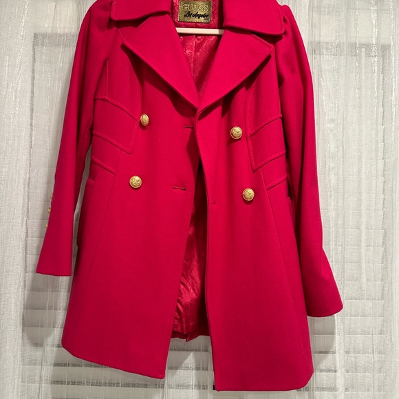 Guess Pink Double Breasted Wool Coat Women's Size Small - Picture 4 of 5